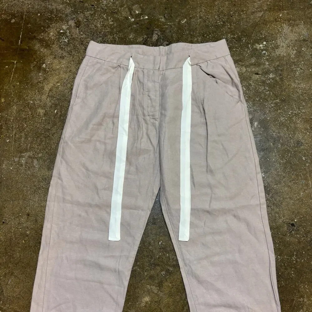 Wilfred Aritzia Allant Linen Blend Cropped Tie Waist Pants Women's 4 Minimalist